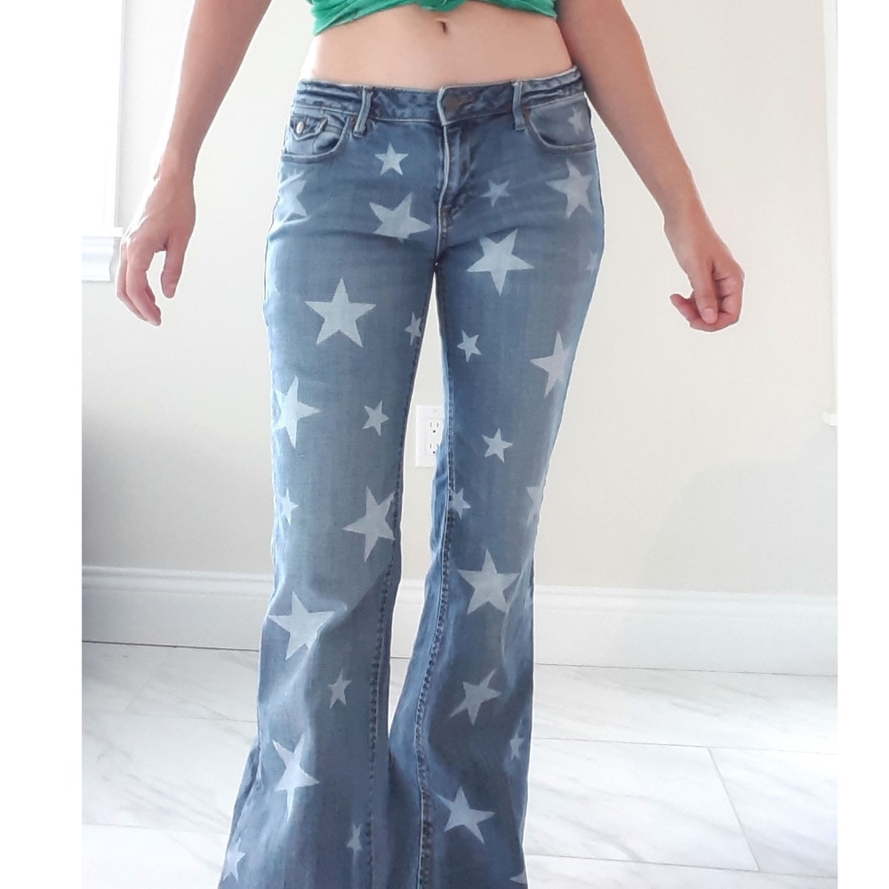 Custom Painted Banana Republic Flare Jeans Size 8